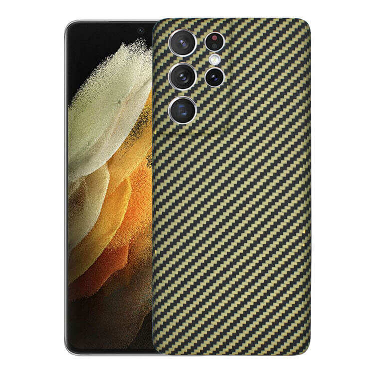 Cell Phone Accessories Green and Black Color Aramid Fiber Phone Case for Samsung S21 Ultra