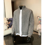 cleanfit zipper sweater men's autumn Korean style lazy high-end knitted sweater American stand-up collar cardigan jacket