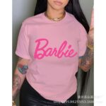 Cross-border foreign trade eAmazon's popular Barbie love print new black retro round neck T-shirt for women pure cotton short sleeves