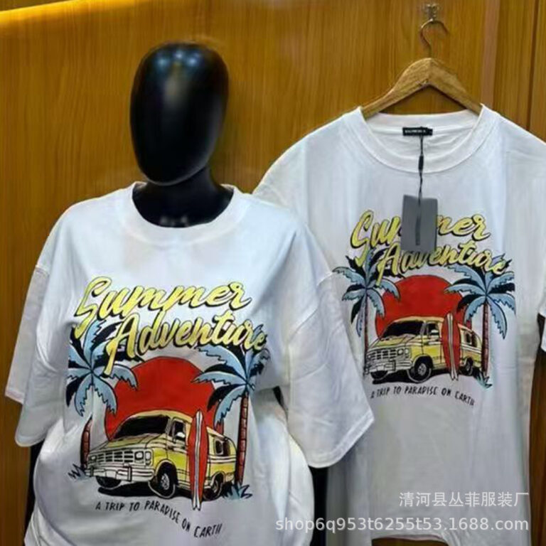 Cross-border foreign trade trendy brand T-shirts round neck loose pure cotton short-sleeved printed tops for men and women wholesale
