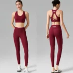 Custom Logo 2PCS Sexy Gym Wear Sets High Supportive Running Clothes for Women, Hollow Back Sports Bra with Adjustable Clasp + High Waisted Yoga Leggings