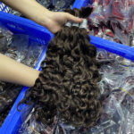 Customized human hair deep curly multi-color hair bundle Bulk human hair real hair wig