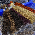 Customized human hair deep curly multi-color hair bundle Bulk human hair real hair wig