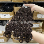 Customized human hair deep curly multi-color hair bundle Bulk human hair real hair wig
