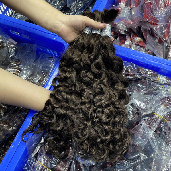 Customized human hair deep curly multi-color hair bundle Bulk human hair real hair wig