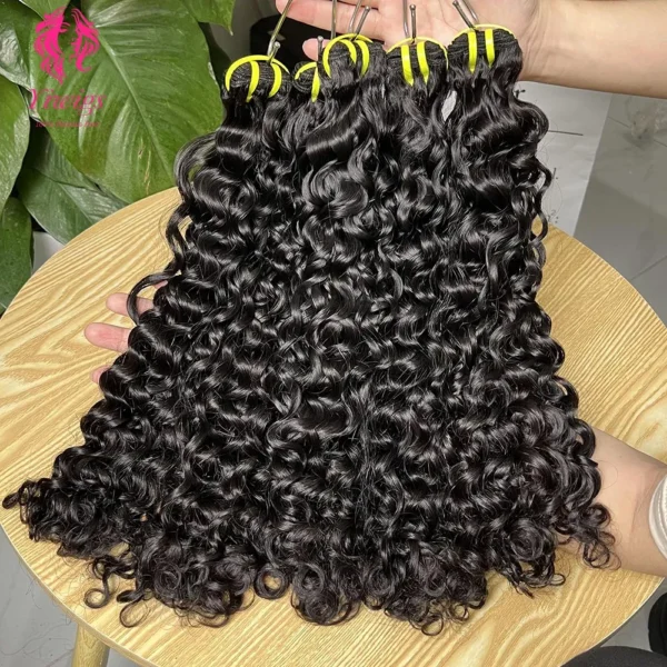 Double Drawn Human Hair Weaves Bundles Wholesale Water Wave Unprocessed Virgin Remy Raw Cuticle Aligned Virgin Hair Vendor