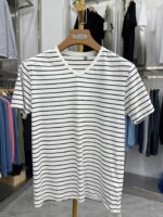 【Doujia】Withdraw the remaining orders! Classic striped V-neck short-sleeved T-shirt men's summer breathable shirt white casual 1T32