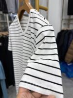 【Doujia】Withdraw the remaining orders! Classic striped V-neck short-sleeved T-shirt men's summer breathable shirt white casual 1T32
