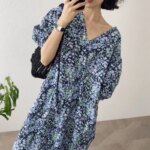 Dress Women Simple Floral Summer All-match Leisure Casual Ulzzang Chic Fashion Mid-calf Puff-sleeve Sundress Holiday Harajuku