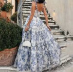 Elegant Party Dresses for Women 2026 New Sweet and Fashionable Floral Style Large Swing Shoulder Strap Dress Beach Vacation