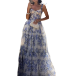 Elegant Party Dresses for Women 2026 New Sweet and Fashionable Floral Style Large Swing Shoulder Strap Dress Beach Vacation