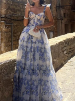 Elegant Party Dresses for Women 2026 New Sweet and Fashionable Floral Style Large Swing Shoulder Strap Dress Beach Vacation