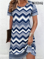 Ethnic Style Pattern 3D Printing Dresses For Women 2026 Fashion Summer Short Sleeve Loose A-Line Dress Casual Women's Clothing