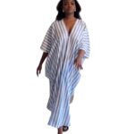 European and American cross-border women's clothing 2025 autumn new casual large size deep V-neck loose large size long backless dress