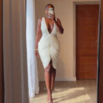 European and American cross-border women's clothing 2026 summer new sexy and elegant deep V-neck sleeveless pleated hip-hugging slim dress