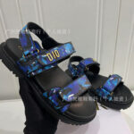 External wear European and American thick-soled sandals for women 26 spring and summer new style one-word casual versatile letter D home slippers with Velcro