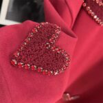 Extra large size 2-300 pounds fat mm spring heavy industry three-dimensional love towel embroidered short-sleeved T-shirt women's beaded loose top