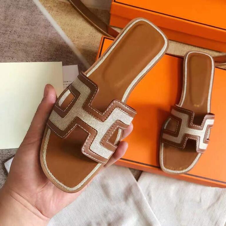 Genuine Leather H flat outdoor sandals women's 2023 spring and summer new travel holiday color matching beach slippers