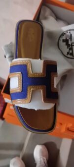 Genuine Leather H flat outdoor sandals women's 2023 spring and summer new travel holiday color matching beach slippers