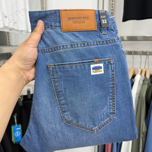 [H Home] Spring and summer men’s basic jeans stretch breathable washed business casual trousers 1R019A