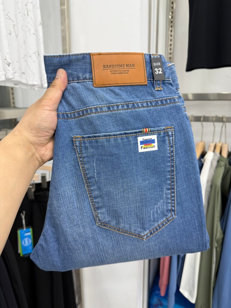 [H Home] Spring and summer men’s basic jeans stretch breathable washed business casual trousers 1R019A