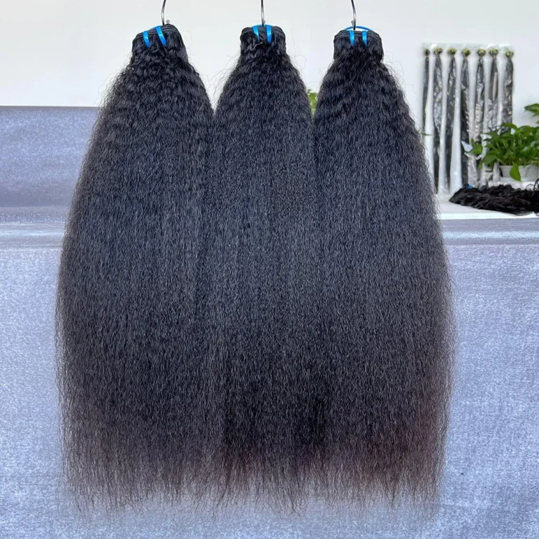 High Quality 15A Raw Kinky Straight Hair Bundles Unprocessed Cuticle Aligned Raw Virgin Hair Bundles