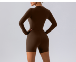 High Waist Butt-Lifting Short Leggings Yoga Set Solid Color Fitness Sports Zipper Running Breathable Workout Wear