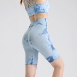 High Waisted Tie-dye Seamless Gym Sports Women Yoga Shorts Breathable Slim Fit Sweatpants Sexy Peach Butt Hip Lift Workout Short