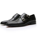 [Hot Item] Toe Cap Double Monk Polished Leather Shoes