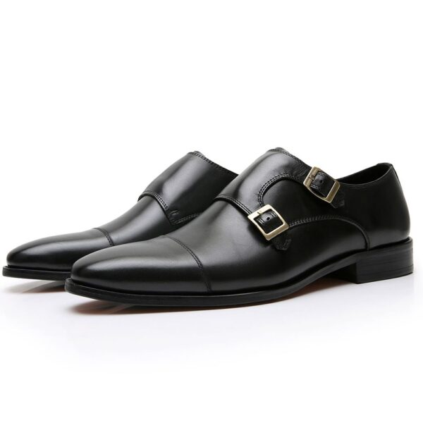 [Hot Item] Toe Cap Double Monk Polished Leather Shoes