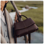 [Hot Style] Polène Smile Bag Genuine Leather Litchi Pattern Handheld Crossbody Bag for Women Commuting Simple and High-end