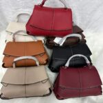 [Hot Style] Polène Smile Bag Genuine Leather Litchi Pattern Handheld Crossbody Bag for Women Commuting Simple and High-end