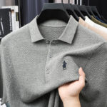 Ice silk polo shirt short-sleeved men's T-shirt summer new knitted pineapple plaid casual high-end embroidered men's T-shirt