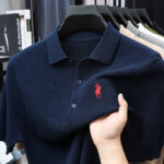 Ice silk polo shirt short-sleeved men's T-shirt summer new knitted pineapple plaid casual high-end embroidered men's T-shirt