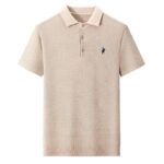 Ice silk polo shirt short-sleeved men's T-shirt summer new knitted pineapple plaid casual high-end embroidered men's T-shirt