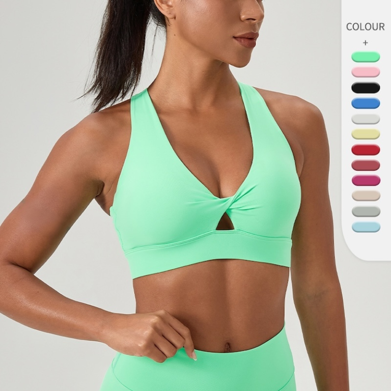 Ins/Amazon Top Picked Fancy Twisted Front Activewear Cross Back Yoga Sports Bra for Women, Premium Sexy V Neck Fitness Workout Bralette with Adjustable Hooks