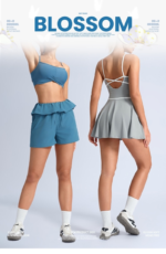 Ins/Tiktok New Fashion 2PCS Workout Sets Athletic Gym Wear for Women, Running Sports Bra with Ruffle Waistband Yoga Shorts Pilates Exercise Outfits