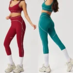 Ins/Tiktok Top Picked 2 PCS Color-Blocked Pilates Clothing Gym Wear for Women, Backless Sports Bra + Tummy Control Workout Leggings Set Hip Lifting Yoga Outfits