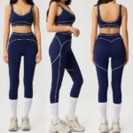 Ins/Tiktok Top Picked 2 PCS Color-Blocked Pilates Clothing Gym Wear for Women, Backless Sports Bra + Tummy Control Workout Leggings Set Hip Lifting Yoga Outfits