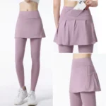 Ins/Tiktok Top Picked Quick Drying High Waisted Skirted Leggings with Back Pocket for Women, Plus Size Workout Outfits Pleated Tennis Yoga Skirt with Leggings