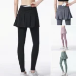 Ins/Tiktok Top Picked Quick Drying High Waisted Skirted Leggings with Back Pocket for Women, Plus Size Workout Outfits Pleated Tennis Yoga Skirt with Leggings