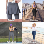 Ins/Tiktok Top Picked Quick Drying High Waisted Skirted Leggings with Back Pocket for Women, Plus Size Workout Outfits Pleated Tennis Yoga Skirt with Leggings