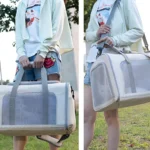 Large Capacity Foldable Oxford Pet Carrier Bag for Dogs and Cats, Car Travel Outdoor Pet Tote