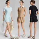 Latest Design 2 Piece High Performance Sportswear for Woman, Color Blocked V Neck Workout Shirts with Matching Fast Dry Tennis Skirt Fashionable Golf Clothes