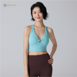 Latest Seductive Plunge V Neck Sports Bra with Twisted Front for Women, Longline Wirefree Padded Athletic Brattle with Medium Support Backless Active Tops