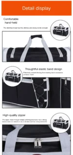 Men Women Oxford Travel Bag, Breathable Waterproof Sports Duffel, Reinforced Handle, Elastic Band Design
