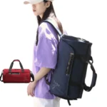 Multi-Functional Oxford Travel Duffel Bag, Waterproof Expandable Luggage, Trolley Sleeve, Wet Dry Separation, Unisex