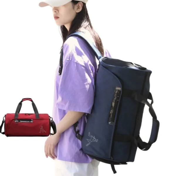 Multi-Functional Oxford Travel Duffel Bag, Waterproof Expandable Luggage, Trolley Sleeve, Wet Dry Separation, Unisex