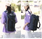 Multi-Functional Oxford Travel Duffel Bag, Waterproof Expandable Luggage, Trolley Sleeve, Wet Dry Separation, Unisex