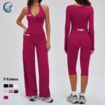 New Arrival Fashion Fitness Workout Set High Stretchy Spandex Yoga Set with Jacket Sport Clothes for Gym Wear Women